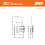 CADEADO ZAMACK SEGREDO 40MM BRANCO