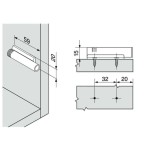 CALÇO ADAPTADOR RETO PARA AMORTECEDOR TIP-ON BLUM 970.1201 CINZA