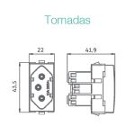 CONJUNTO C/2 TOMADAS MARGIRIUS SLEEK MÓVEL 65X45MM MARROM