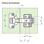 DOBRADIÇA CANECO 35MM FGVTN CALÇO FIXO AMORTECEDOR CURVA