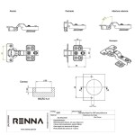 DOBRADIÇA CANECO 35 CAL FIXO RENNA POP AMORTEC C/200 CURVA