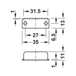 FECHADURA PARA GAVETA HAFELE CURTA D24 NIQUELADA 22MM