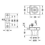 FECHADURA PARA VIDRO HAFELE CROMADA 4MM - 8MM