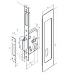 FECHADURA PORTA CORRER 2468 C/PUXADOR CONCHA CROMADA