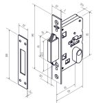 FECHADURA PORTA CORRER 2441 QUADRADA EXTERNA ESCOVADA