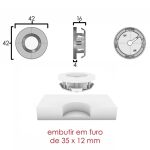 KIT C/2 LED EMBUTIR CIRCULAR PEQUENO D354 3000K ALUMÍNIO