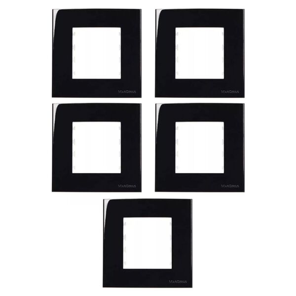 KIT C/5 PLACAS MARGIRIUS SLEEK MÓVEL 80X80MM PRETO