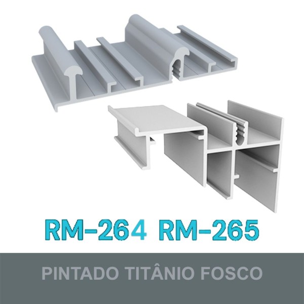 KIT PERFIL ALUMÍNIO ROMETAL DOMINUS RM-264/265 3 MT TITÂNIO