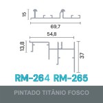 KIT PERFIL ALUMÍNIO ROMETAL DOMINUS RM-264/265 3 MT TITÂNIO