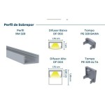 KIT PERFIL ALUMÍNIO ROMETAL LED SOBREPOR RM-329 3 MT PRETO C/DIFUSOR